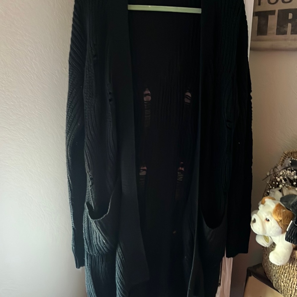 New distressed black cardigan